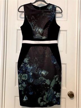 CUE Silky Water Lily Print Office Dress